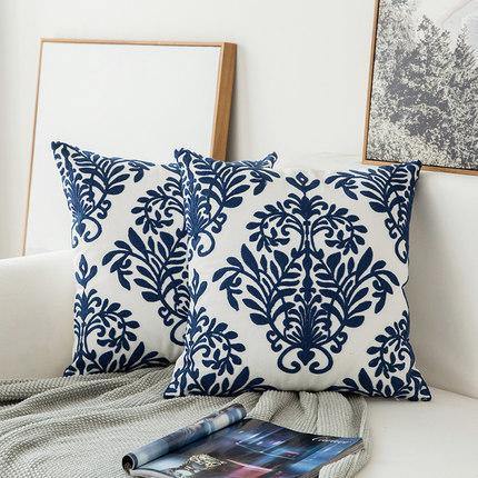 Blue Classic Embroidery Cushions - Nordic Side - 