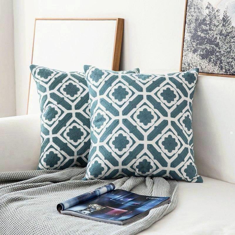 Turquoise Classic Embroidery Cushions - Nordic Side - 
