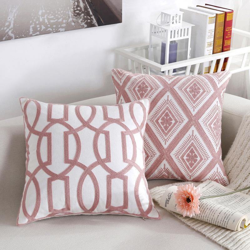 Pink Classic Embroidery Cushions - Nordic Side - 