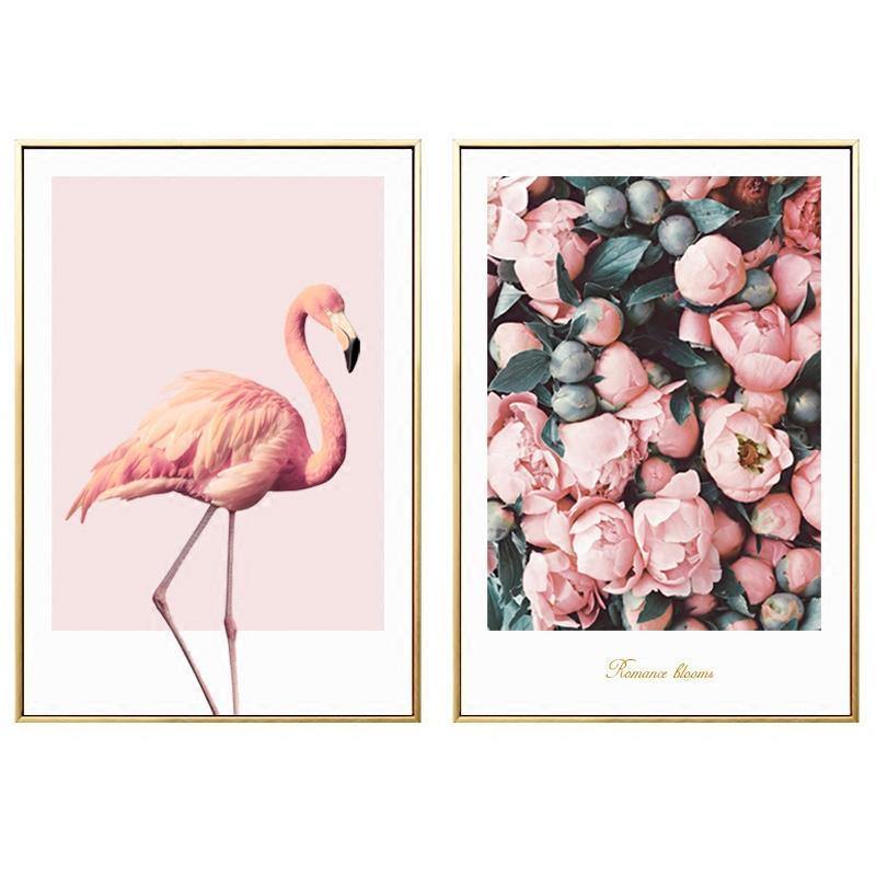 Pink Flamingo Print Canvas - Nordic Side - 