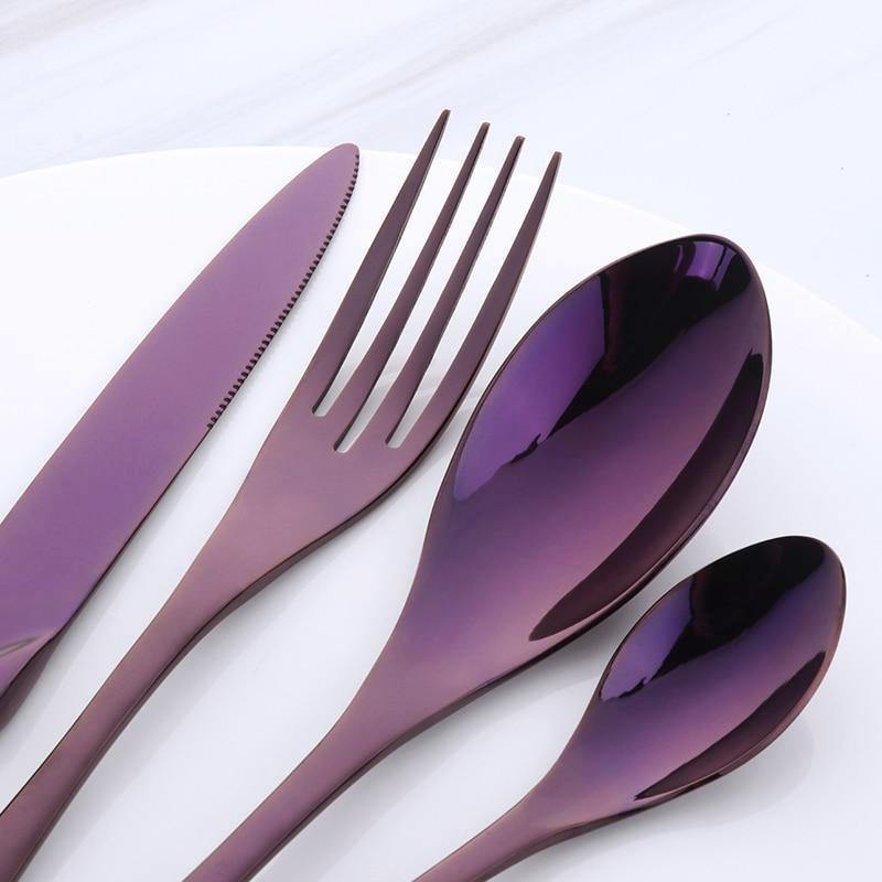 Purple Slim Metal Cutlery Set - Nordic Side - 