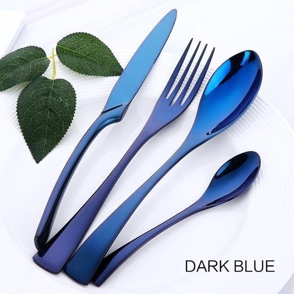 Blue Slim Metal Cutlery Set - Nordic Side - 