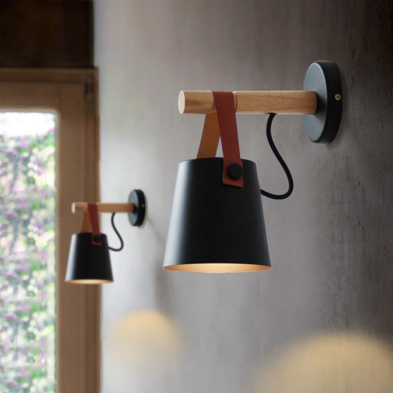 Leather Strap Black Wall Lamp - Nordic Side - 