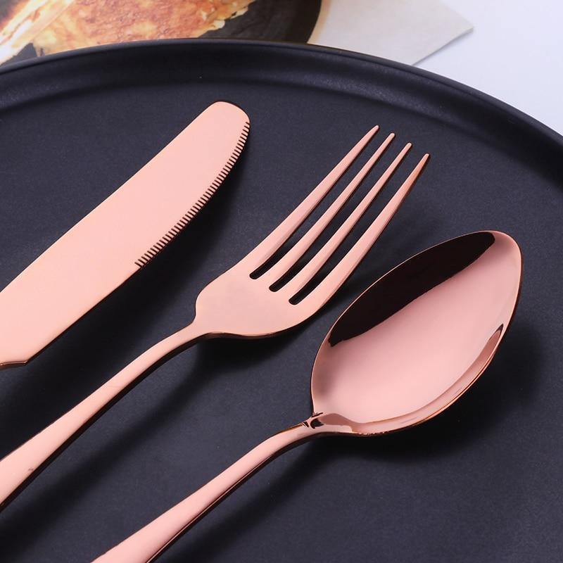 4 Coloured Modern Metal Cutlery Set - Nordic Side - 