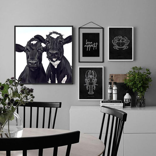 Black Cows Wall Art - Nordic Side - 