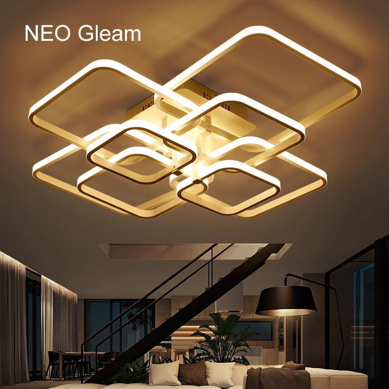 NEO Gleam Rectangle Acrylic Aluminum Modern Led ceiling lights for living room bedroom AC85-265V White Ceiling Lamp Fixtures - Nordic Side - 