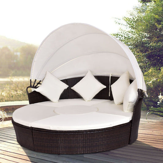 Jacinto - Canopy Cushioned Round Daybed Sofa - Nordic Side - 07-03, feed-cl0-over-80-dollars, furniture-tag, us-ship