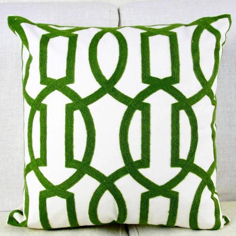 Green Leaf Embroidery Cushion Cover - Nordic Side - 