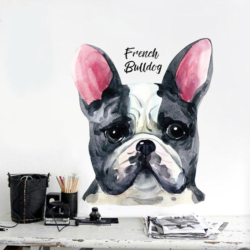 Watercolour Bulldog Wall Sticker - Nordic Side - 