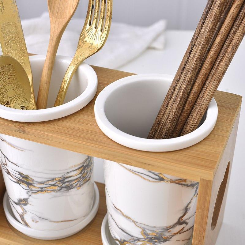 Marble Ceramic Cutlery Organiser - Nordic Side - 