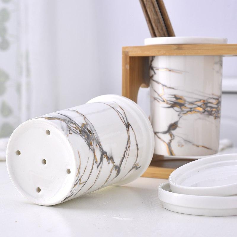Marble Ceramic Cutlery Organiser - Nordic Side - 