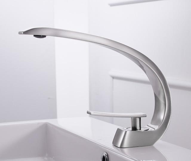 Modern Crane Design Single Handle Basin Faucet - Nordic Side - 12-11, bathroom, bathroom-collection, bathroom-faucet, fab-faucets, faucet, feed-cl0-over-80-dollars, kitchen, kitchen-faucet, m