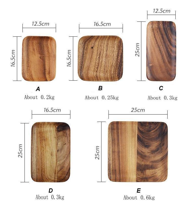 Acacia Wood Square Plate - Nordic Side - 