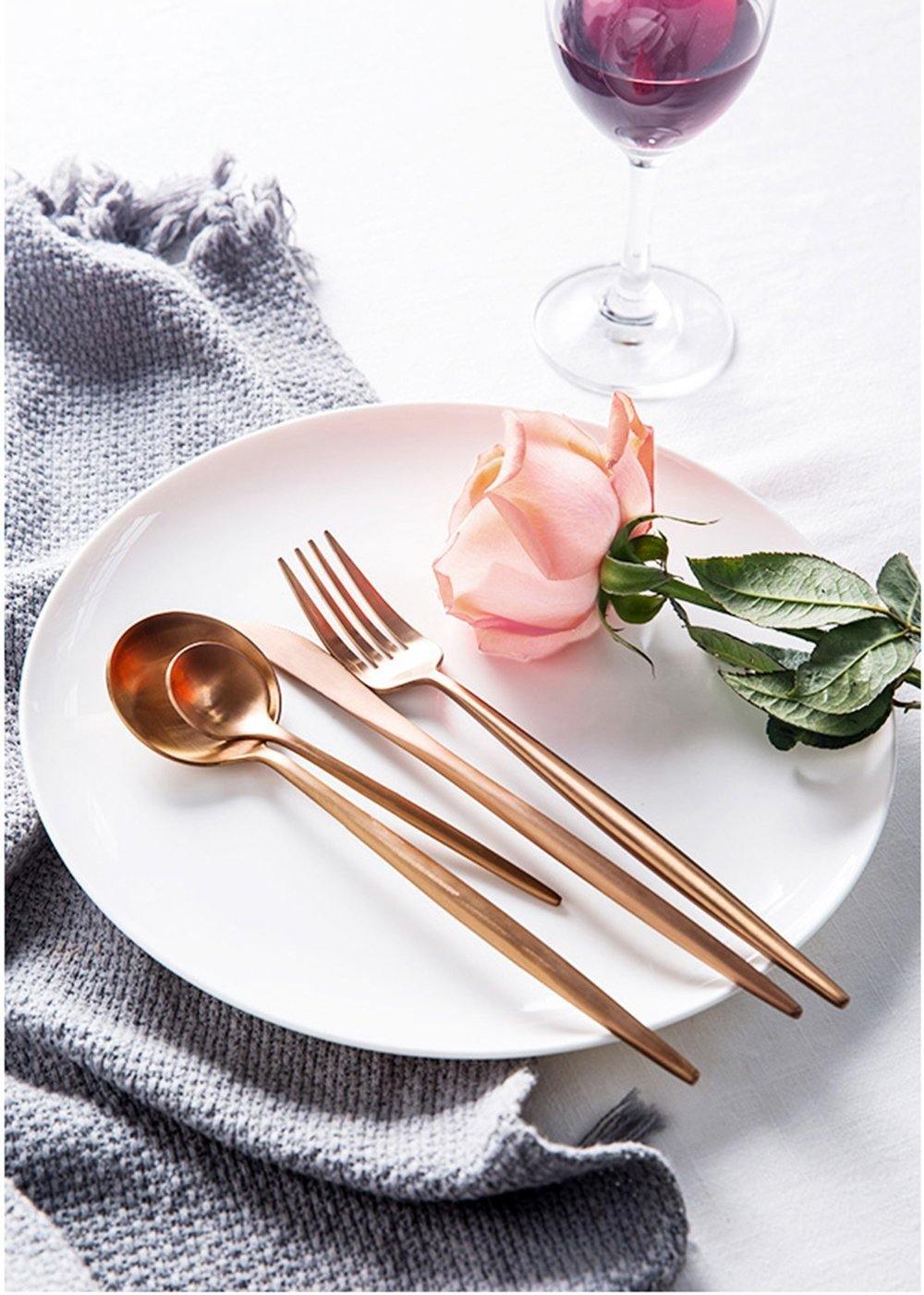 4 Pcs Rose Gold Cutlery Set - Nordic Side - 