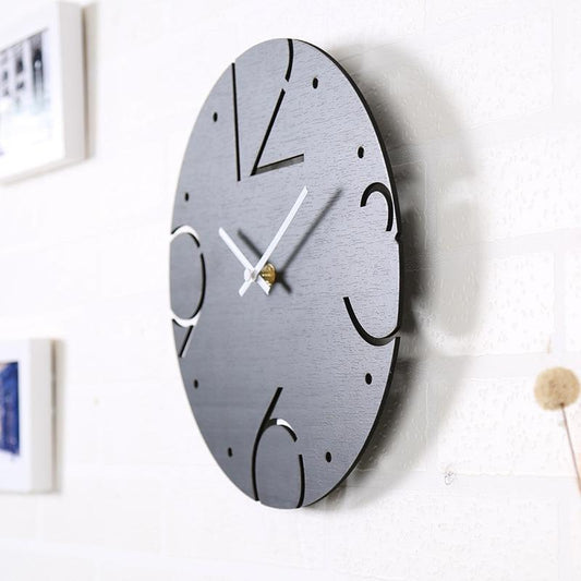Perry - Number Hollow Out Wooden Clock - Nordic Side - 05-15, modern-wall-clock
