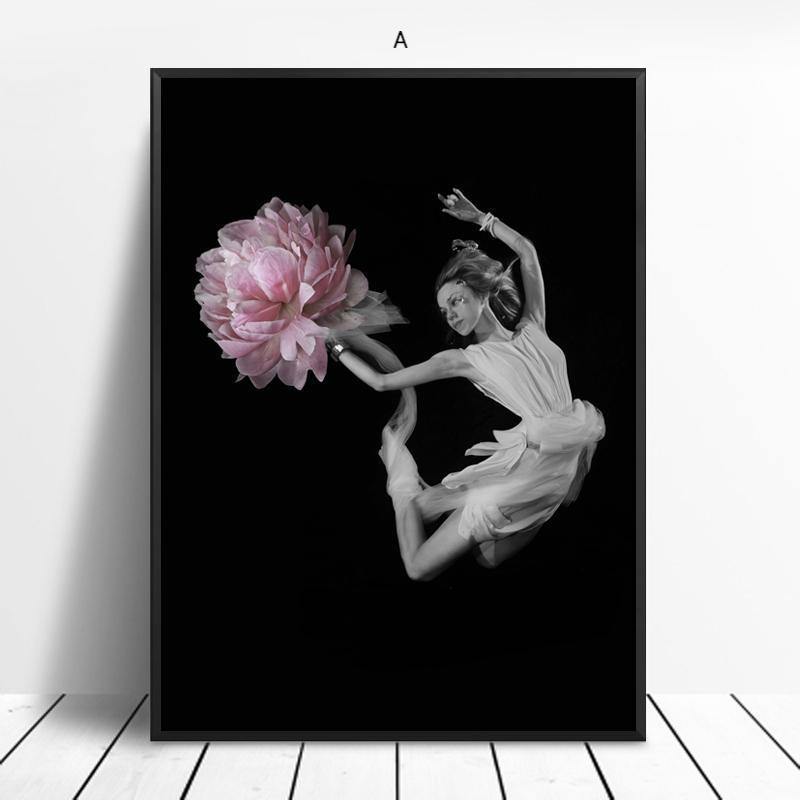 Jumping With Flower Wall Art - Nordic Side - 