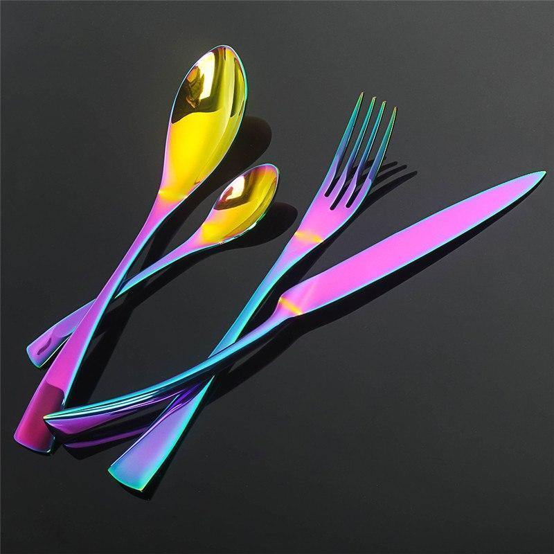 Rainbow Slim Metal Cutlery Set - Nordic Side - 