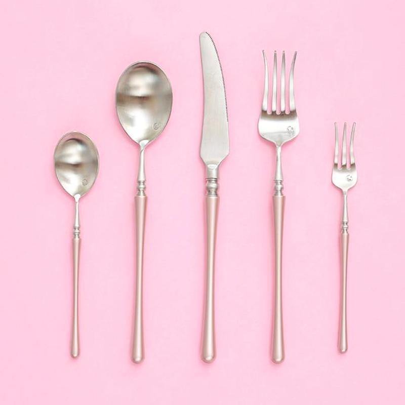 1 Pc Pink & Silver Cutlery - Nordic Side - 