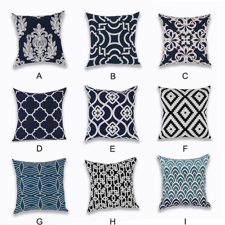 Navy Classic Embroidery Cushions - Nordic Side - 
