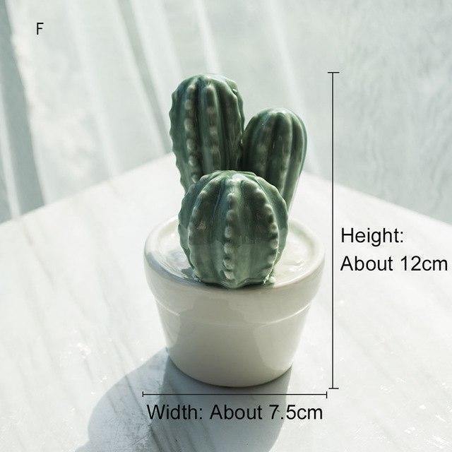 Potted Cactus Ceramic Miniature - Nordic Side - 