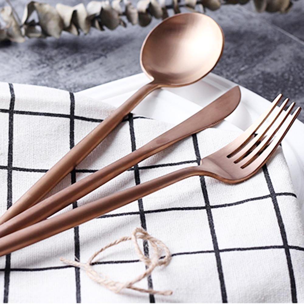 4 Pcs Rose Gold Cutlery Set - Nordic Side - 