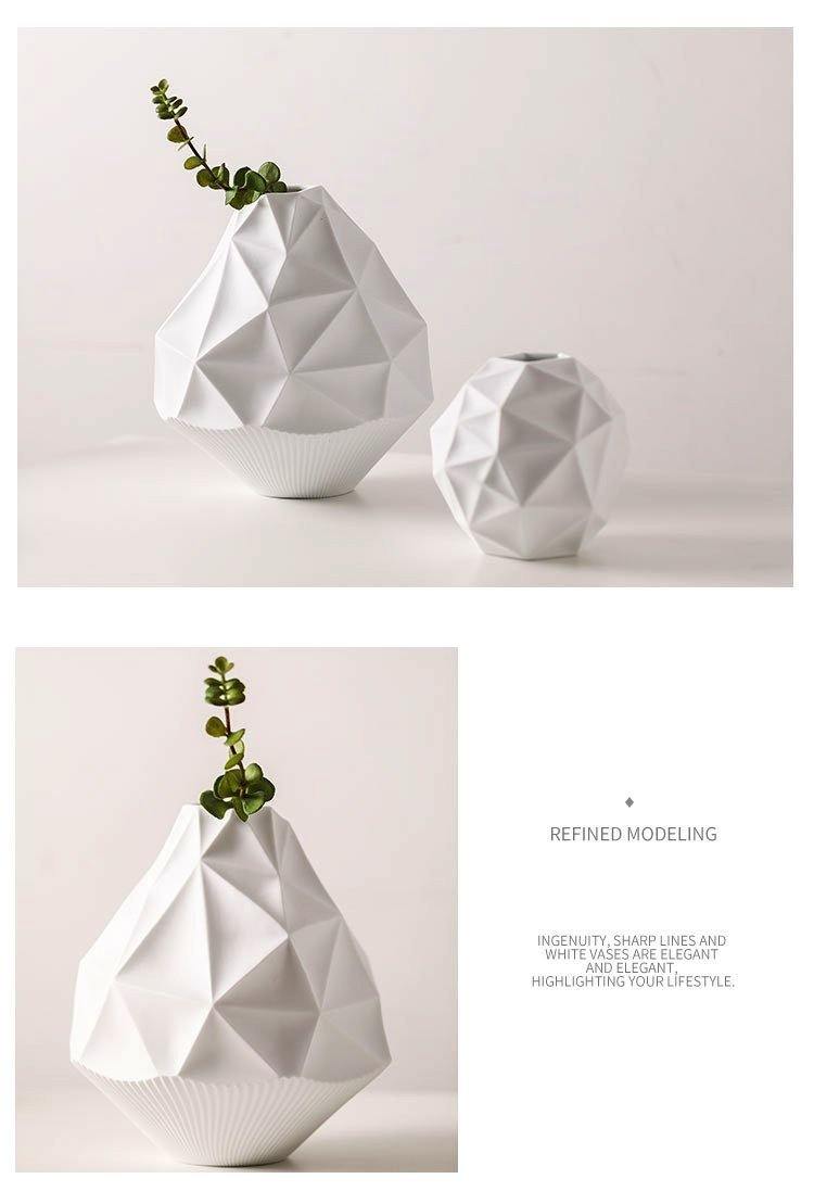 Geometric White Vases - Nordic Side - 