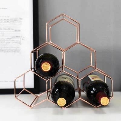 Golden Iron Honeycomb Wine Rack - Nordic Side - 
