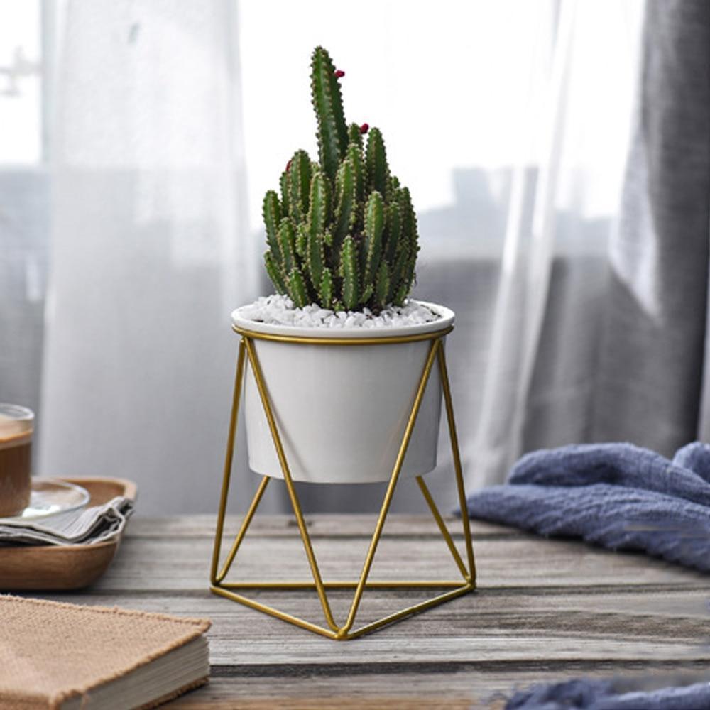 Geometric Ceramic Planter with Stand - Nordic Side - 10-29
