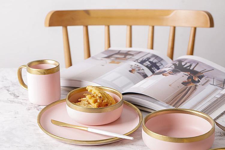 Matt Pink & Gold Dinnerware - Nordic Side - 