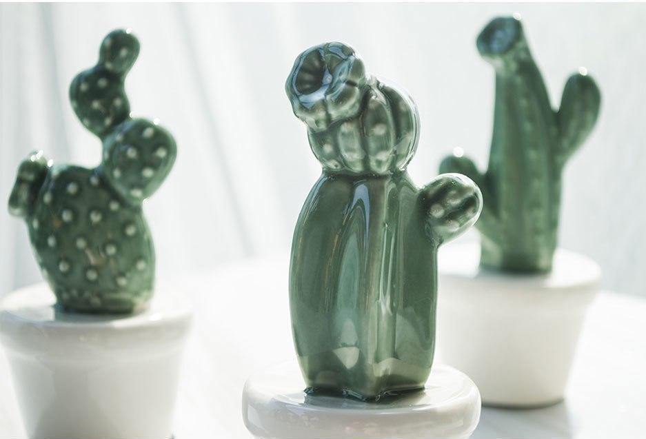 Potted Cactus Ceramic Miniature - Nordic Side - 
