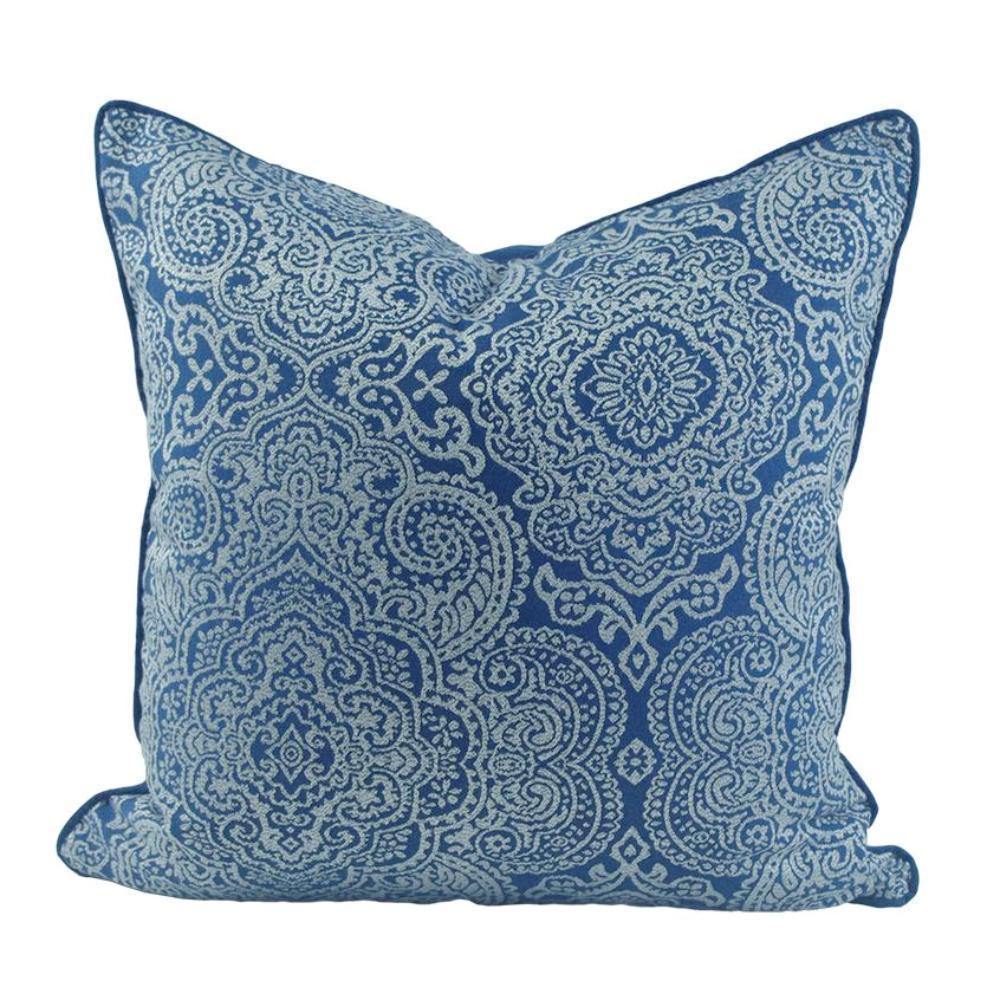 Classic Patterned Blue Cushion Cover - Nordic Side - 