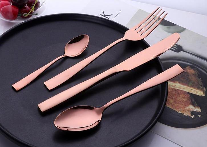 4 Coloured Modern Metal Cutlery Set - Nordic Side - 
