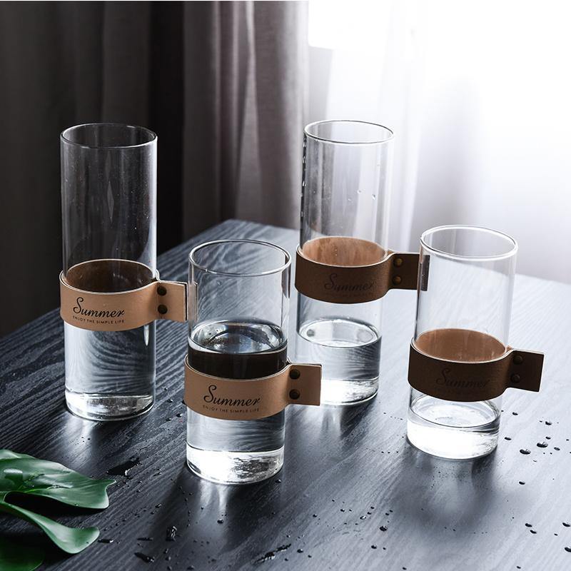 Leather Strap Glass Vase - Nordic Side - 