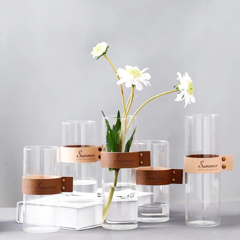 Leather Strap Glass Vase - Nordic Side - 
