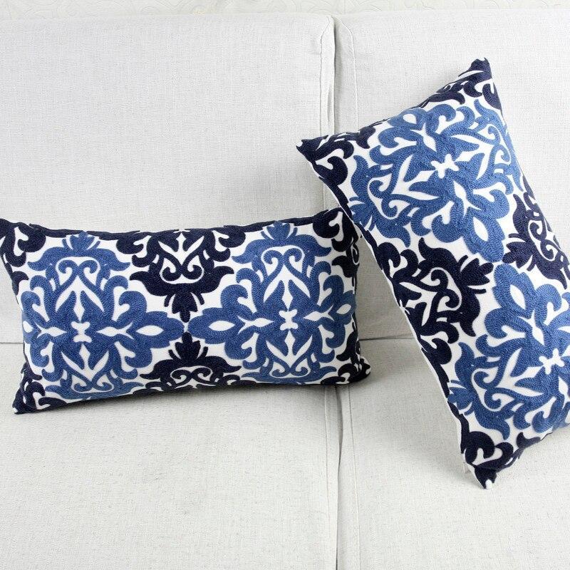 Blue Classic Embroidery Cushion - Nordic Side - 