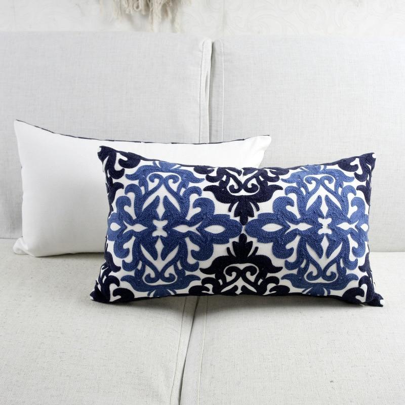 Blue Classic Embroidery Cushion - Nordic Side - 