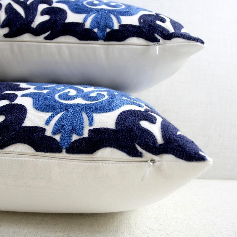 Blue Classic Embroidery Cushion - Nordic Side - 