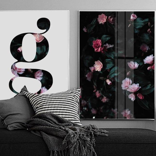 Dark Floral Wall Art - Nordic Side - 