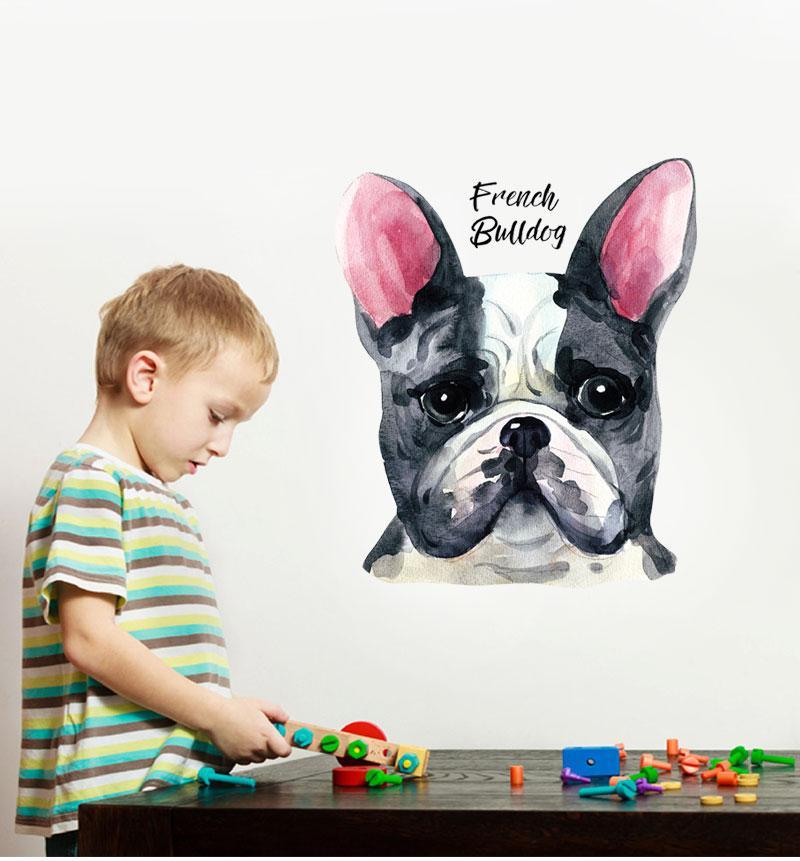Watercolour Bulldog Wall Sticker - Nordic Side - 