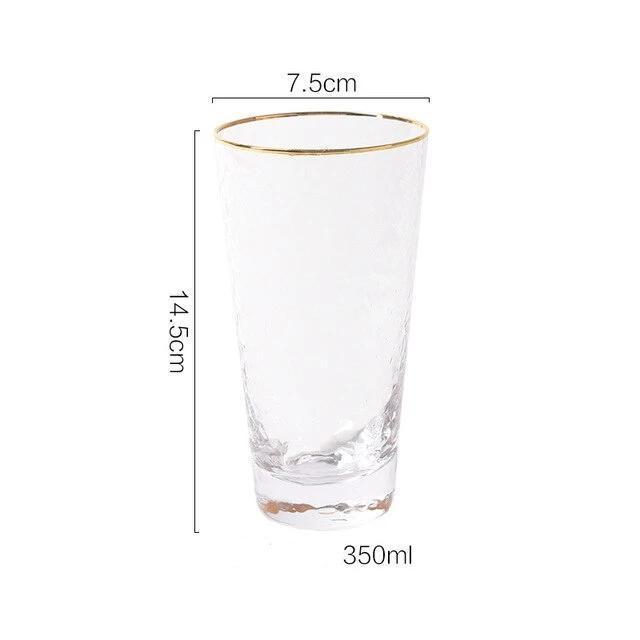 Hammer Glass Cup with Gold Rim (2 Pieces) - Nordic Side - 