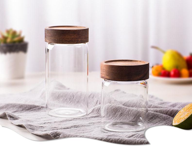 Glass Jars with Acacia Wood Cover - Nordic Side - 