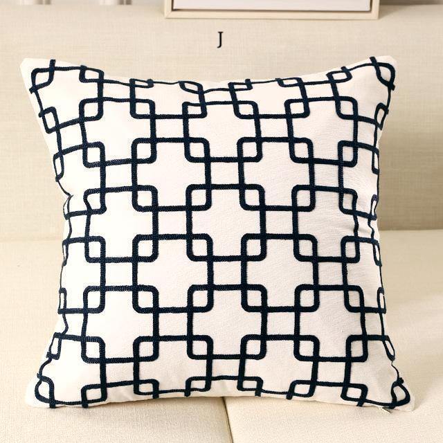 Embroidered Geometric Cushions - Nordic Side - 