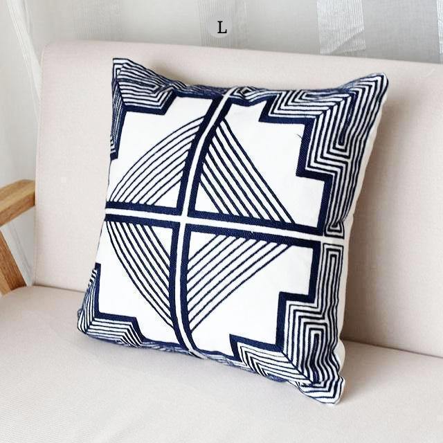 Embroidered Geometric Cushions - Nordic Side - 