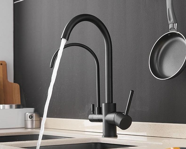 Sibella - Deck Mount Double Crane Faucet - Nordic Side - 02-05, bathroom-collection, fab-faucets, faucet, feed-cl0-over-80-dollars, kitchen, kitchen-faucet, modern, renovation