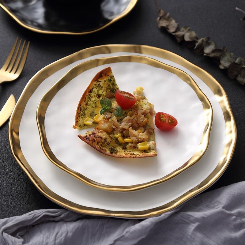 Handmade Ceramic Dinnerware with Gold Rim - Nordic Side - 