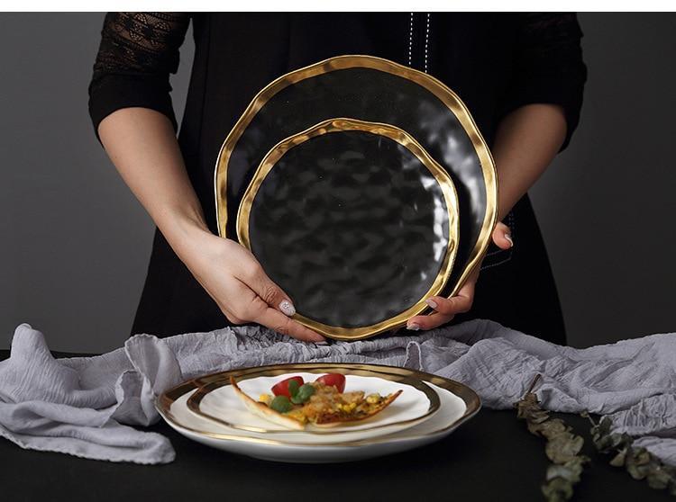 Handmade Ceramic Dinnerware with Gold Rim - Nordic Side - 