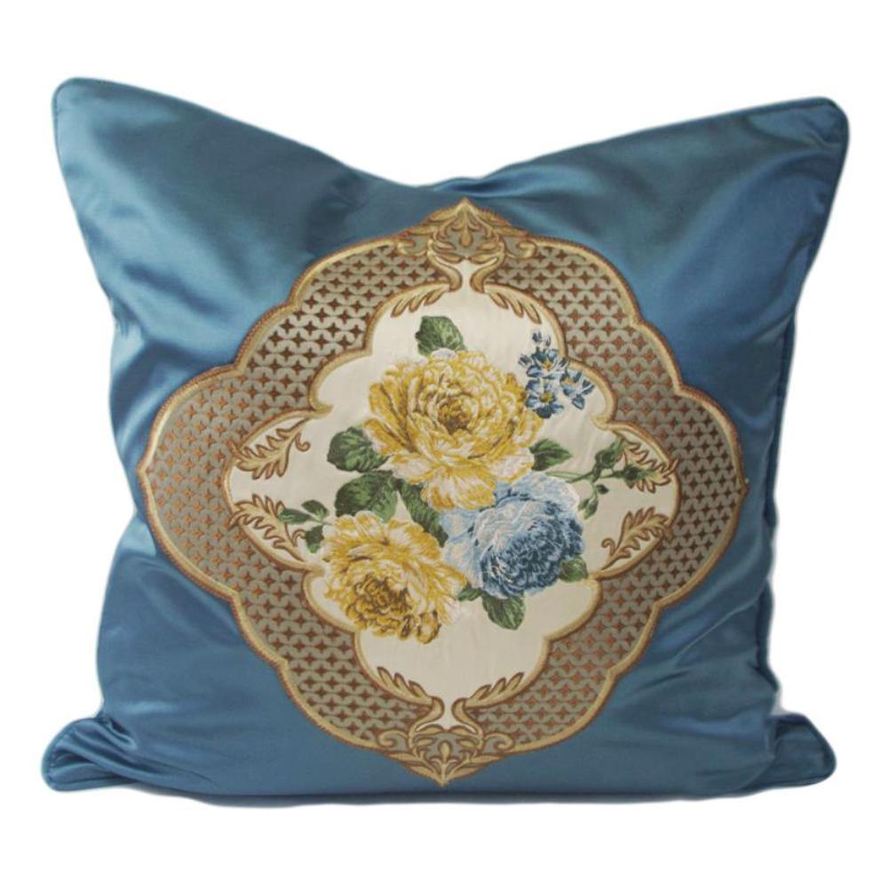 Blue Faux Silk Cushion Cover - Nordic Side - 