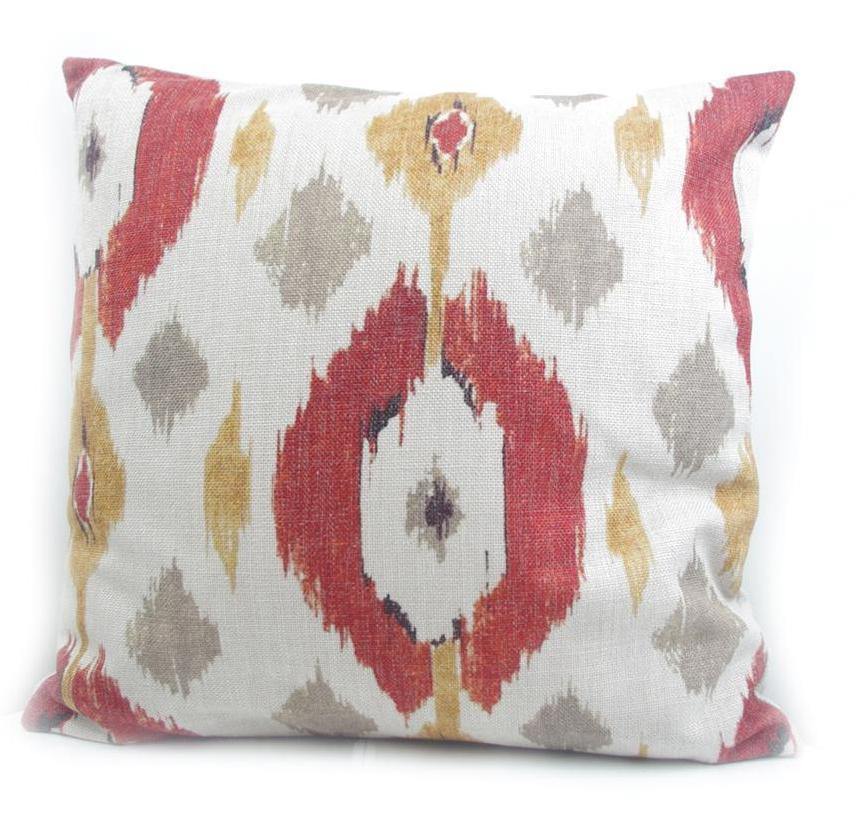 Digital Print Red Ikat Pattern Cushion Cover - Nordic Side - 