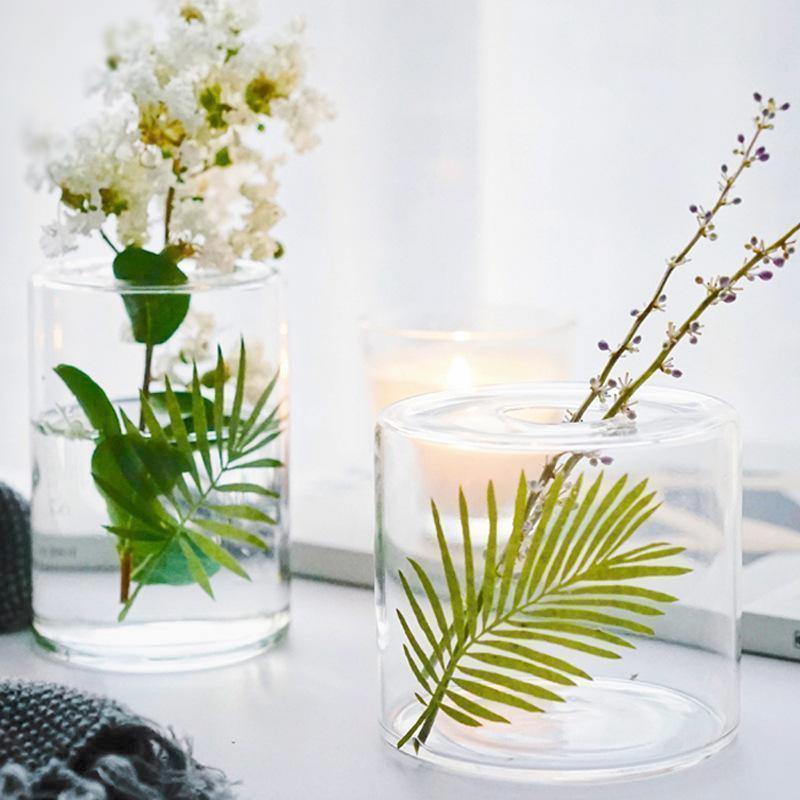 Palm Leaf Pattern Glass Vase - Nordic Side - 