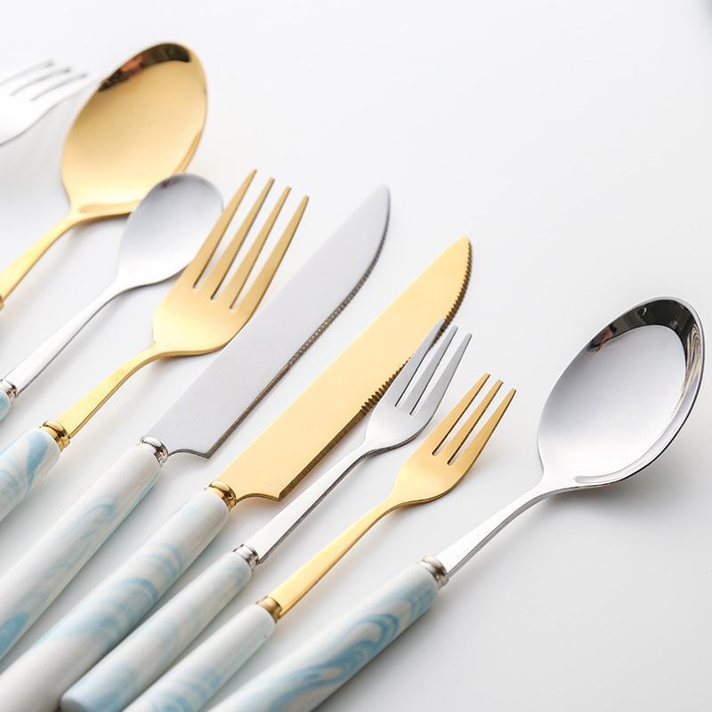 Marbled Ceramic Handle Cutlery - Nordic Side - 